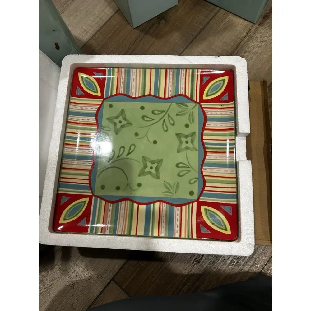 VINTAGE PartyLite Pottery Outdoor Cafe Candle Tray PLATTER Retired NEW P8848 - Picture 1 of 2